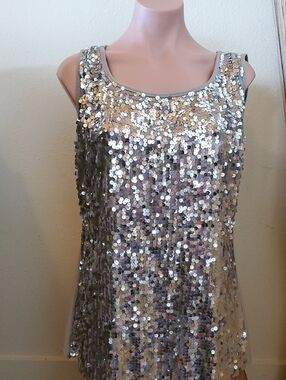 Silver Sequin Tank Top
